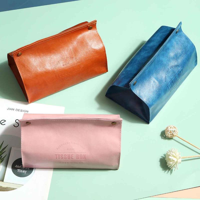 

2/1PCS Tissue Case Box Container PU Leather Nordic style Pattern Home Towel Napkin Papers Bag Holder Box Case Pouch Table Decor