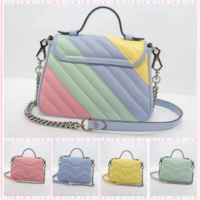 2020 HOT VENDU MACARON SAC Version coréenne Violet Patchwork Designers Sacs Designer Sacs à main Femme Sacs Designers Sacs à main Femmes Pursards