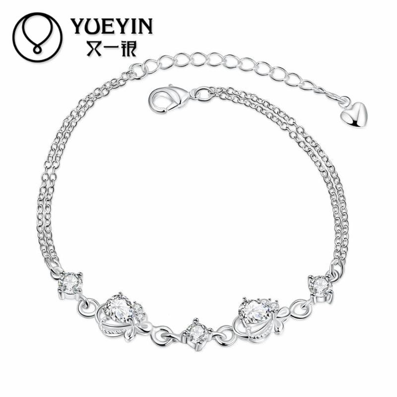 

Silver plated bracelet&bangles for women bridal jewelry bracelet llaveros gift Wholesale Retail brilliant bracelet