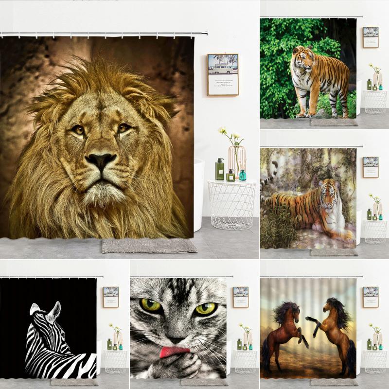 

Tiger Animals Shower Curtains Waterproof Bathroom Screen Curtain Decoration Polyester Fabric 180X180cm Home Shower Curtains