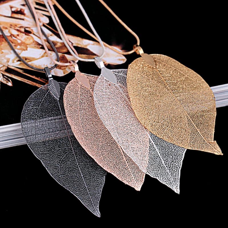 

Women Special Leaves Leaf Sweater Pendant Necklace Ladies Long Chain Jewelry F625