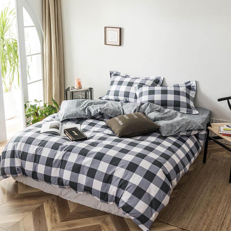 

Plaid Printed Bedding Set Skin-Friendly Duvet Cover Flat Sheet Pillowcase Simplicity Bed Linen Adult Children Home Textile, Bc162