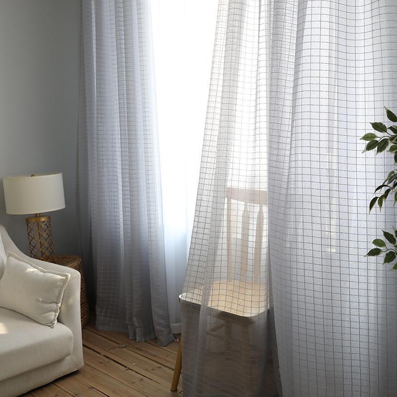 

Sheer Curtains White Plaid Modern Home Decoration For Window Tulle Curtain For Living Room Rustic Balcony Single Panels1, 3 light beige
