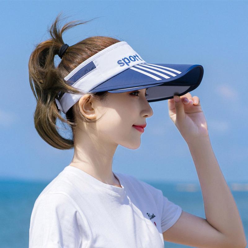 

Beach Caps Sun Visor Wide-brimmed Hat Fishing Fisher Summer Sun Hat Women's sports print UV protection female Cap, Re
