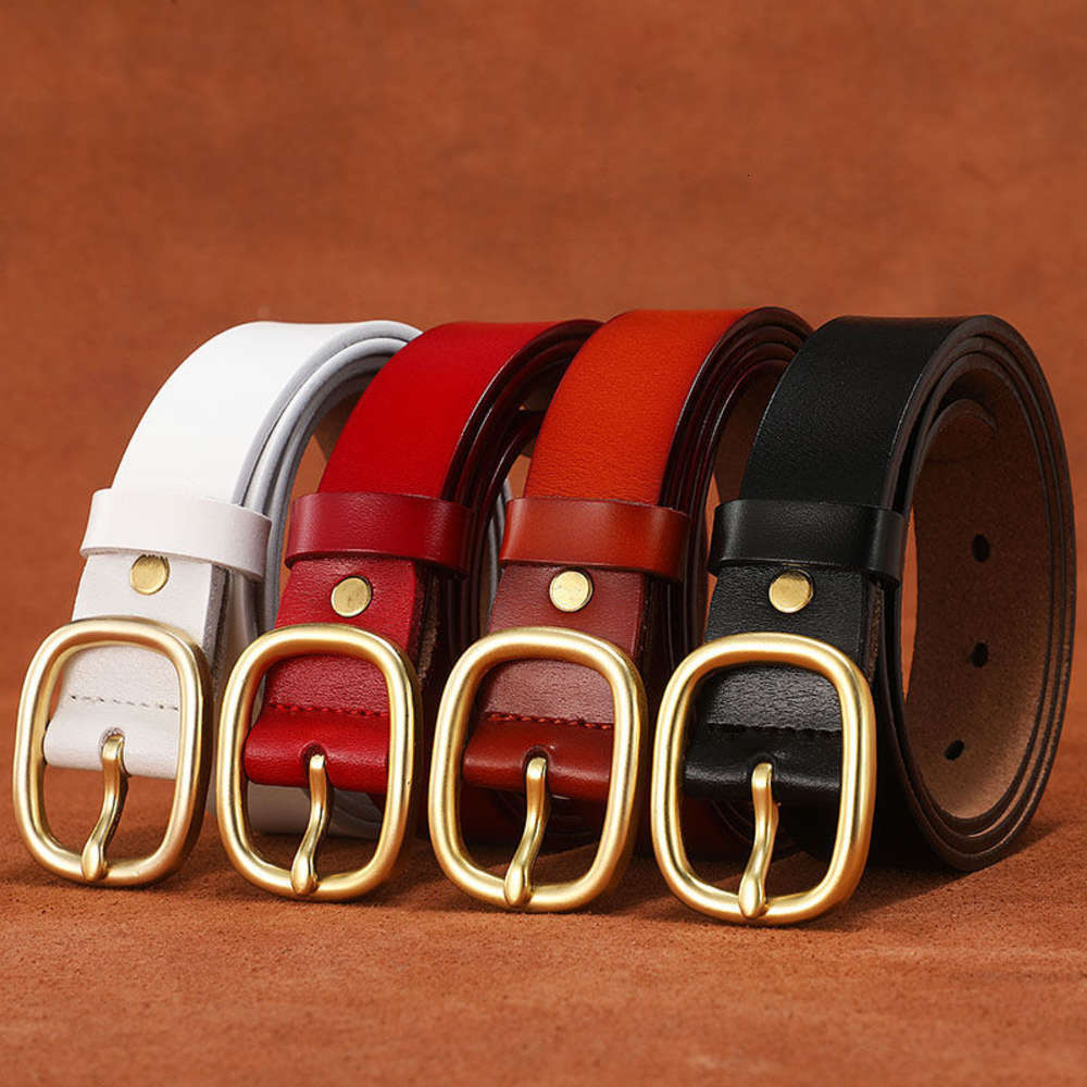 

Send puncher women's belt leather business pin buckle belt versatile trend Korean casual leather belt, Green