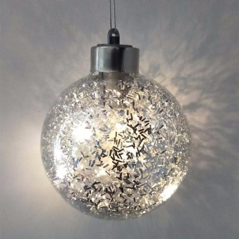 

Free Shipping 2pcs/pack Diameter=8cm Silver Series Luminous Glass Globe Christmas Tree Decoration Hanging Ball
