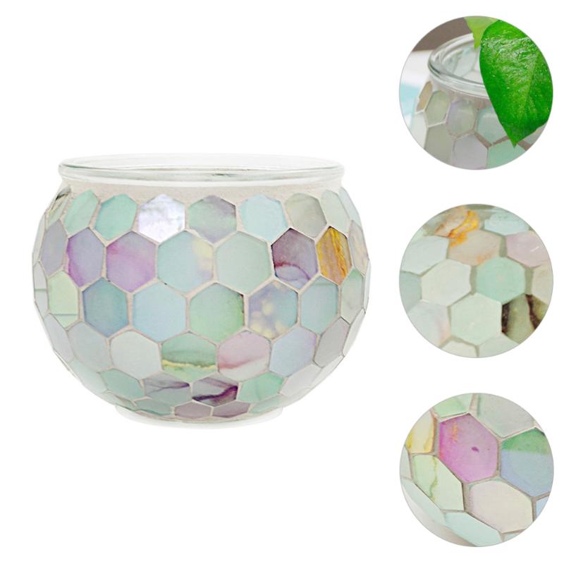 

1Pc European Style Candlestick Decor Mosaic Glass Candle Holder without Candle