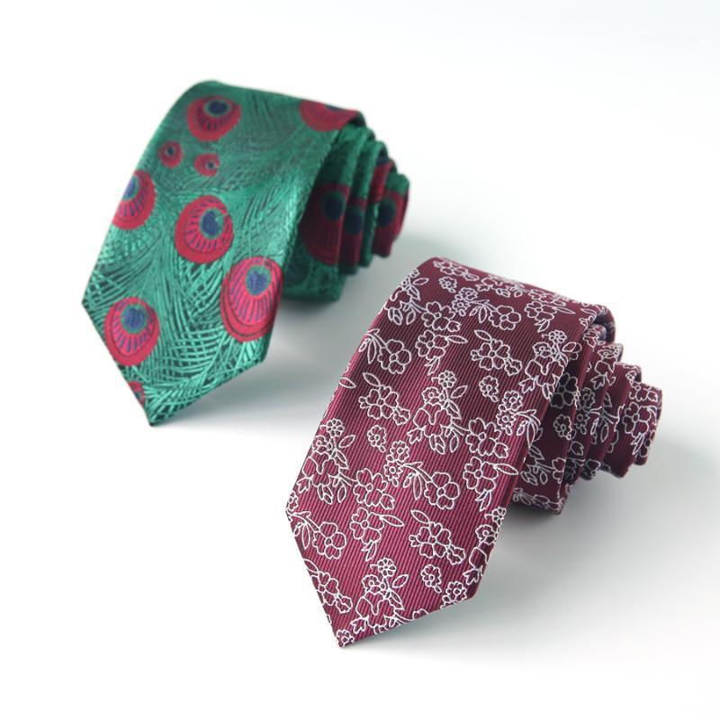 

Bow Ties Men's 6CM Narrow Tie Wedding Party Vintage Style Suit Peacock Feather Pattern Bolo Silk Men Neckwear Designers Fashion Necktie