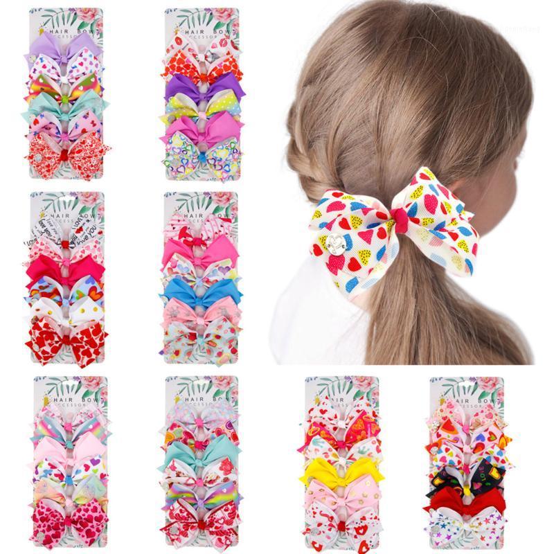 

6PCS Kids Hairwear Girls Princess Party Bow Valentine's Day Print Hairclip Hairpin Barrettes Children's Hair Accessories M140#1