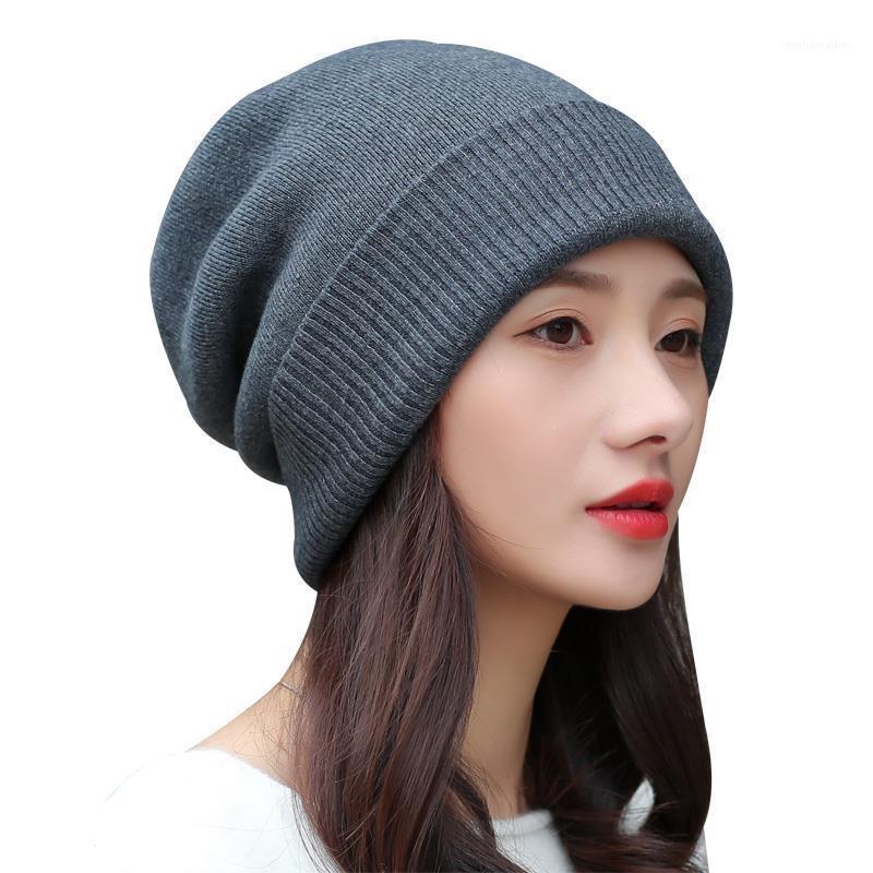 

Beanie/Skull Caps 2021 Autumn Winter Knit Hat Womens Knitted Woollen Hats Soft Wool For Ladies1, Dark grey