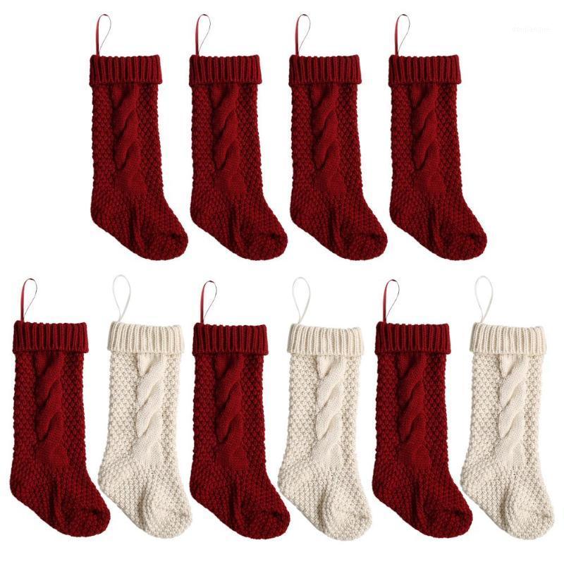 

4/6 Pairs Knitted Mid Calf Length Socks Delicate Design Practical Multi-function Xmas Tree Hanging Candy Bag Gift Socks1