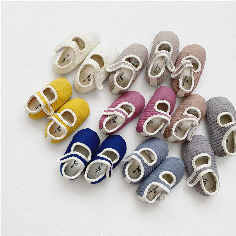 

Baby boys girls pure cotton soft bottom toddler shoes candy color quilted prewalker, Navy blue