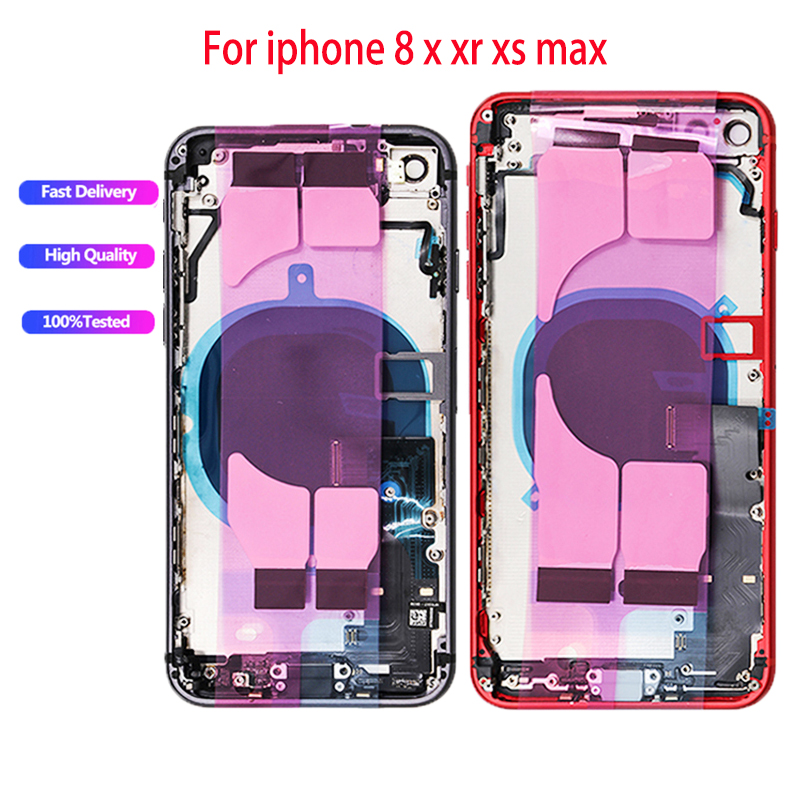 

10pcs Full Housing for IPhone 8 8 Plus X XR XS MAX Back Middle Frame Chassis Battery Door Rear Cover Body with Flex Cable Parts Assembly