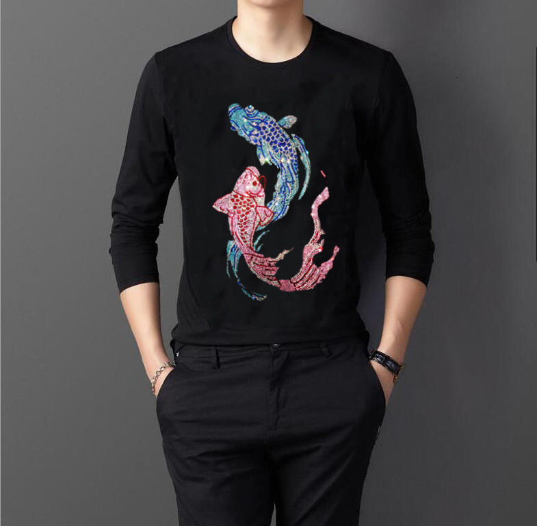 

2021 New Diamond Stone Tshirts Sleeve t Shirts Men and Black Cotton T-shirt in Tee Shirt Long Plus Size 4xl Okmt, As show