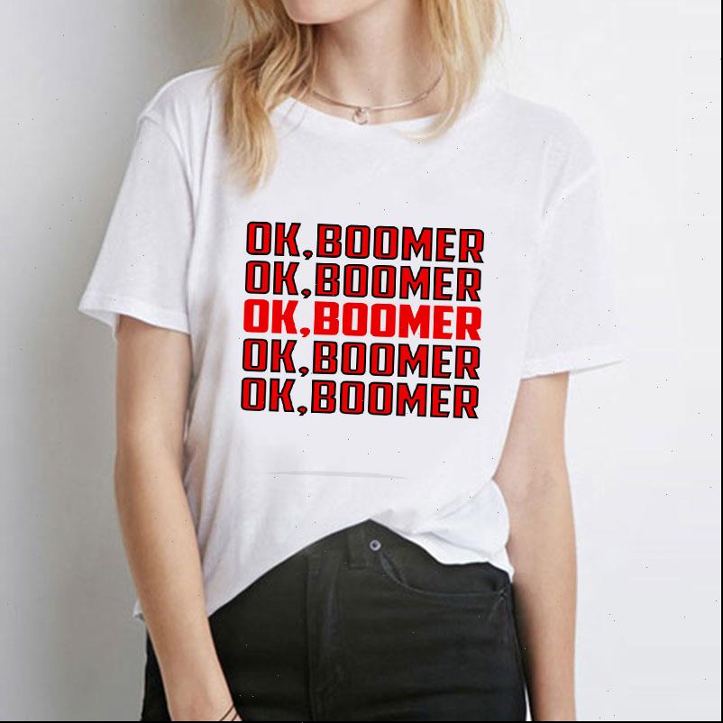 

ok boomer printed women t shirt cool fashion short sleeve o neck t shirts casual loose christmas, White