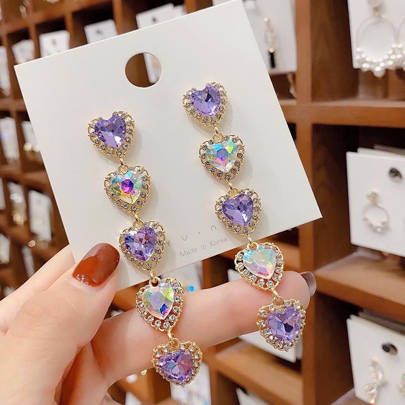 

S925 Needle Heart Shaped Earrings for Women Designer Creativity Luxury Jewelry Korean Version Inlaid Zircon Rhinestone Wedding