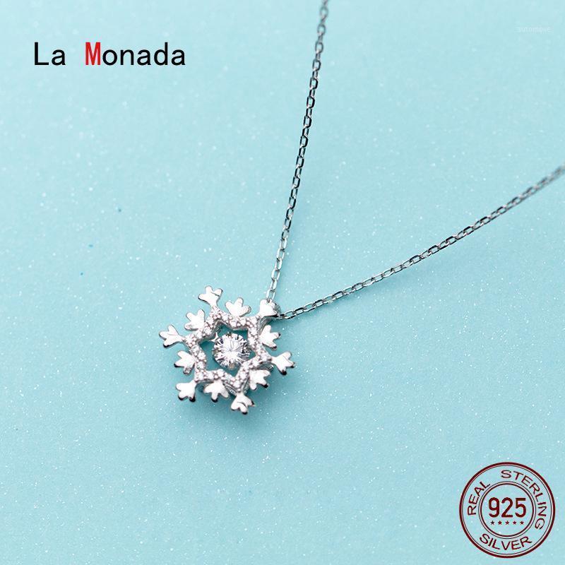 

La Monada Snowflake 925 Sterling Silver Necklaces For Women Flower 925 Silver Chain Necklace Women Jewelry Korean Female1