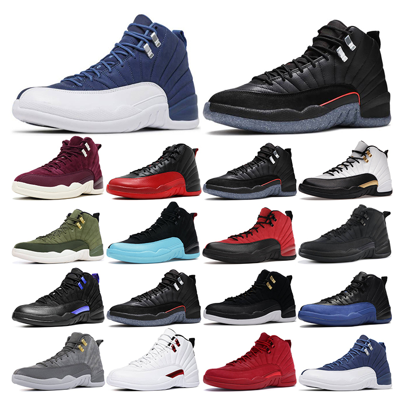 

top men basketball shoes 12 jumpman 12s Royalty Taxi grind triple black twist reverse flu game gym red indigo mens trainers sports sneakers