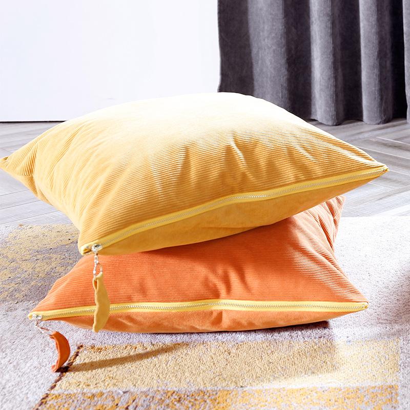 

Corduroy Sesame velvet two sides with large zipper pillowcase light luxury pillowcase sofa cushion pillow, C6 bluish gray
