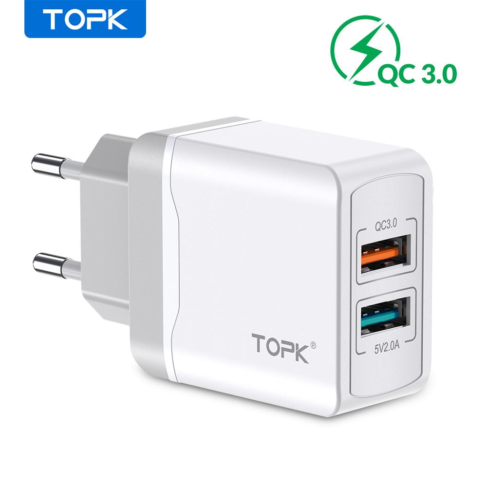 

TOPK B244 Quick Charge 3.0 18W USB Charger for Phone Xs X 8 7 12 Fast Phone Charger for Samsung Xiaomi Wall Charger EU FY7472