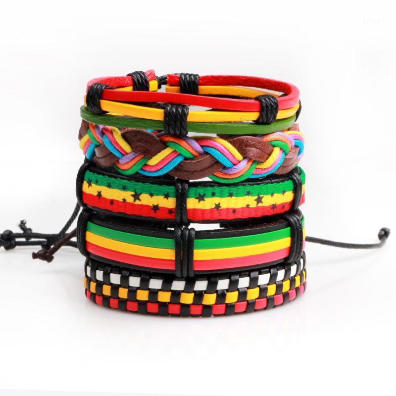 

5pcs/set Handmade Braided Genuine Leather PU Rope Punk Vintage Bohemia Style Women Casual Bracelets Men Gift Jewelry1