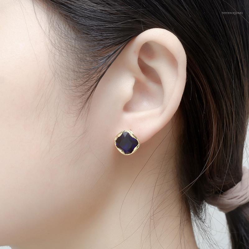 

Stud Fashion Women Blue Crystal Earring Brass Earrings For Gold Jewelry Korean 20211