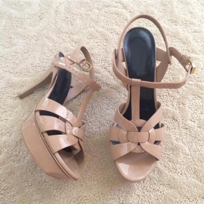 

Summer Shoes Woman Tribute Sandals Patent Soft Leather Platform Sandals Women designer Shoess T-strap High Heels sexy Lady Shoe Pumps