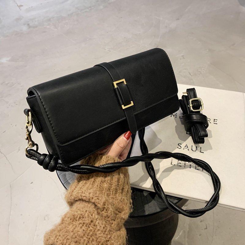 

OLSITTI Pu Leather Solid Color Shoulder Bags for Women 2021 Winter New High Quality Fashion Simple Messenger Bag Sac Epaule, Black