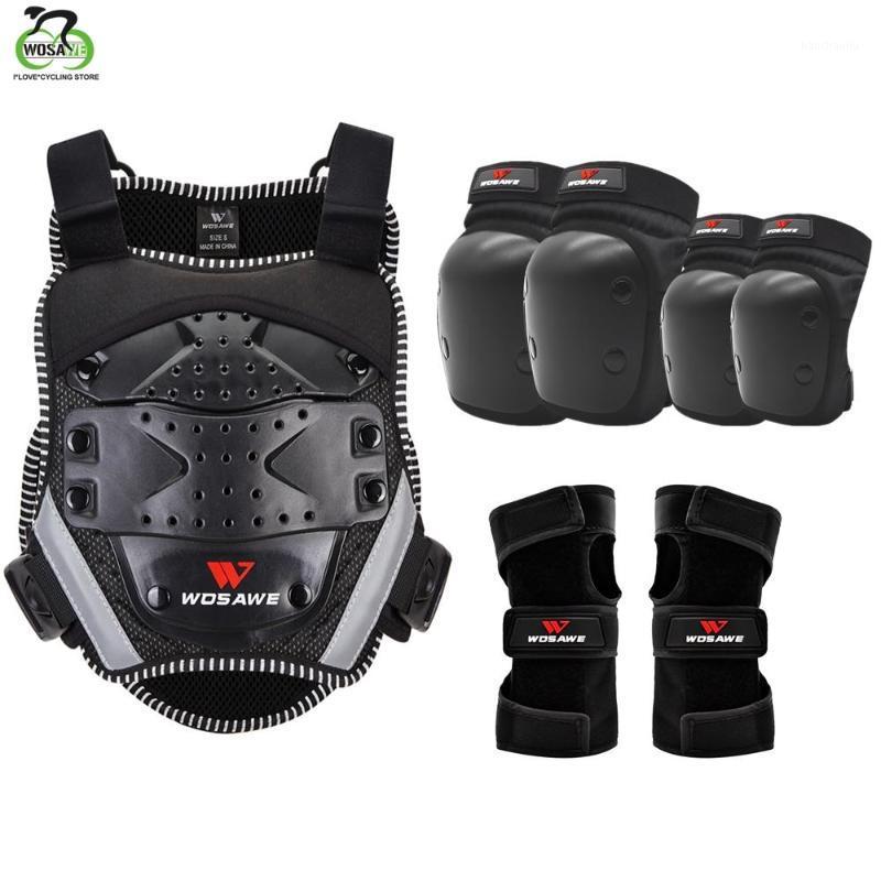 

WOSAWE Children's Armor Jacket Vest Chest Protection Motorcycle Gear Kids Back Support Cycling Skiing Knee Elbow Protector1, Wrist guards