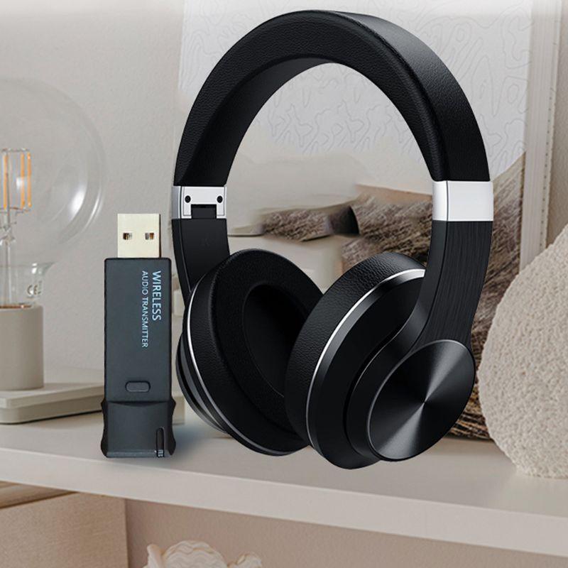 

Bluetooth 5.0 Headphones Headset with Mic 3.5mm and USB Bluetooth Audio Transmitter for PC TV Laptop Mobile Phone Tablet, Black