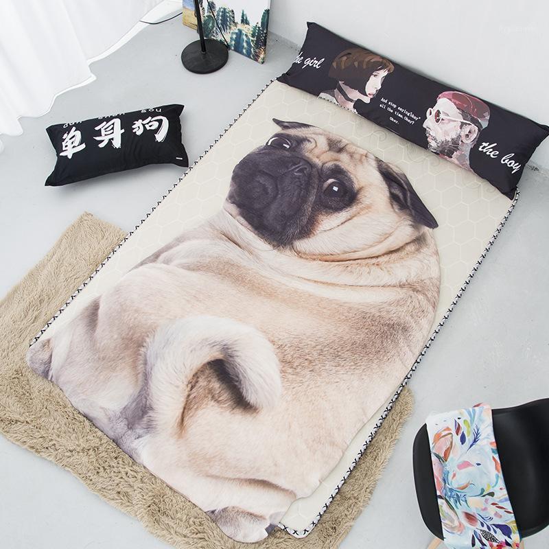 

New Home Textile 3D Cute Pug Dog Cat Soft Bedspread Lightweight Kids Adult Bed Throw Sofa Warm Irregular Blanket Summer Quilts1