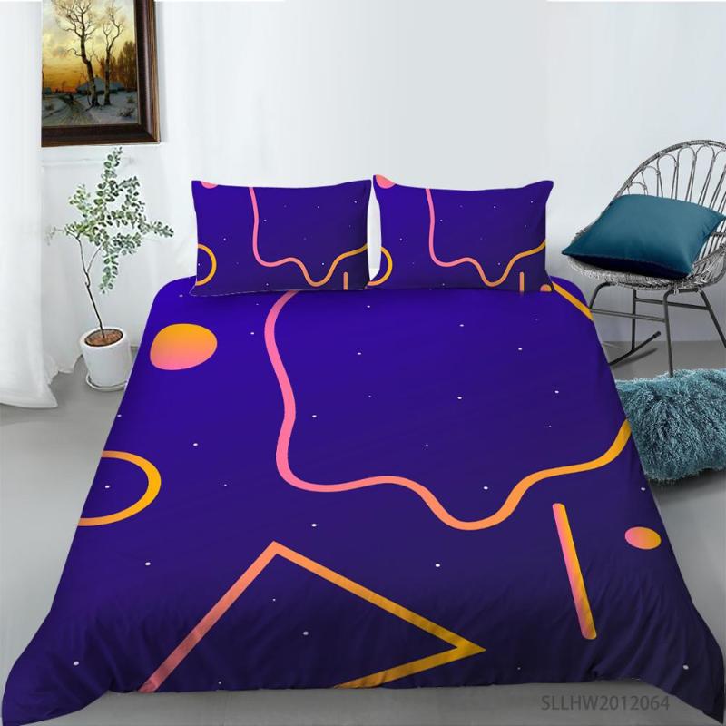 

Purple Color with Stripes Printing Bedding Sets King Queen Full  size Duvet Cover with pillowcase Home Textile