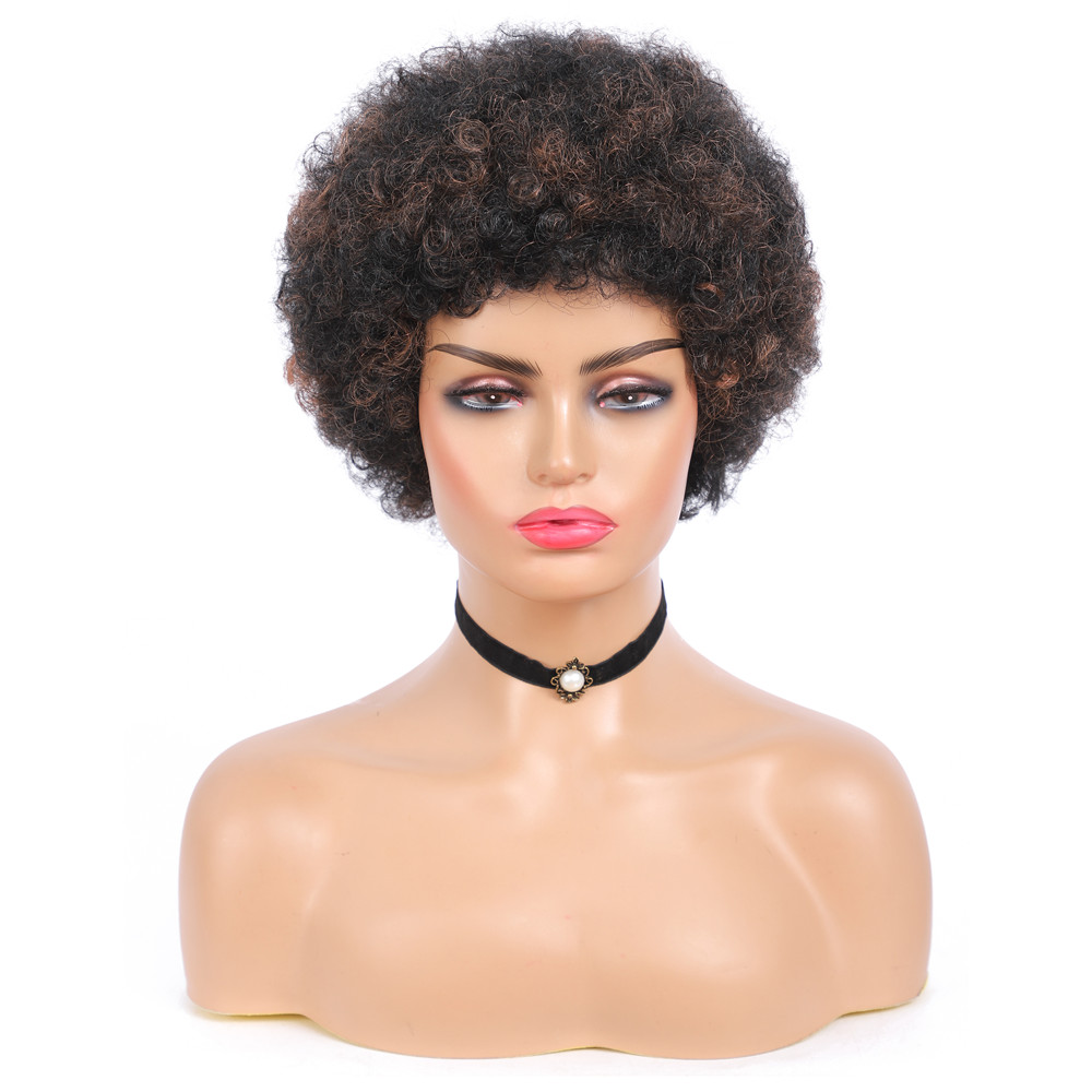 Costume Accessories Bomb Afro Curly Wigs 12 Inch Ombre Large Bouncy Curly Hair For Black Women 150% Density Soft Synthetic Short Glueless-image-749078357