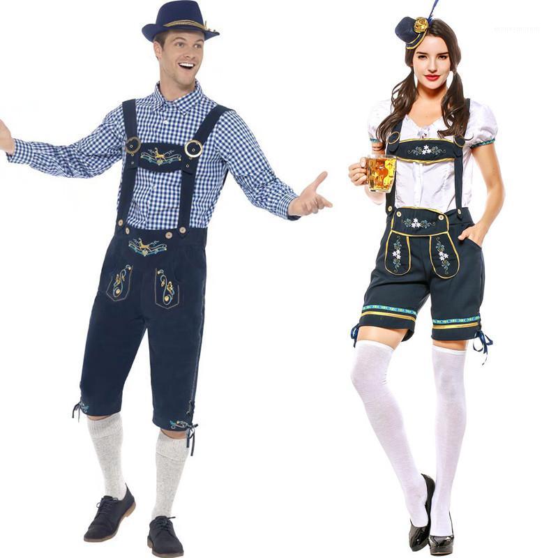 

Halloween Costumes For Women Deluxe Bavaria Oktoberfest Lederhosen Man Women Beer Festival Party Bar Girl Maid Outfit Cosplay1