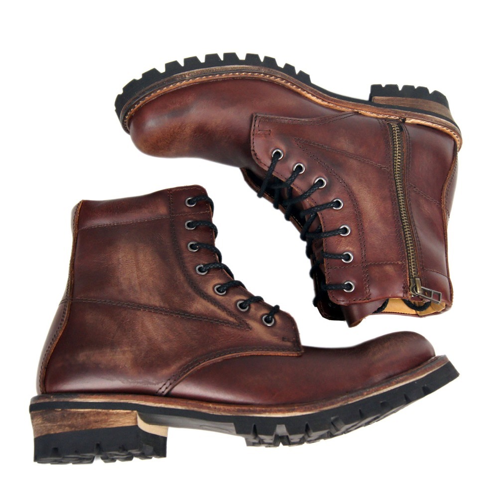 

2021 Polido Venda Quente Genuno Couro Vaca Plana Tornozelo Boot Combate Union Cowboy Bota Da Motocicleta Botas Rock Ic9q, Black