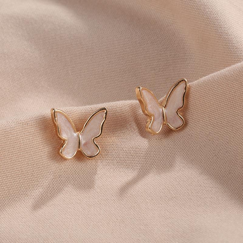 

Metal Women Stud Earrings Classic Exquisite Butterfly Earrings Girls Cute Colorful Fashion Simple Female Party Jewelry