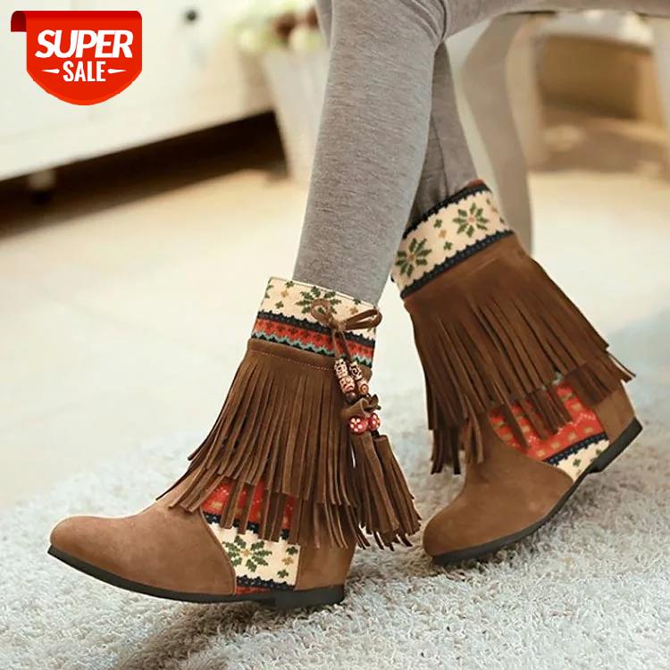 

Winter women boots round toe non-slip ankle boots female 2020 fashion women shoes falt with solid snow #T41k, Beige