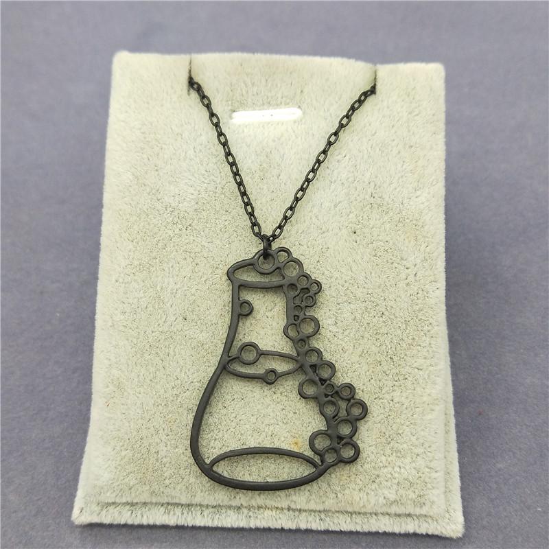 

New Trendy Erlenmeyer Flask Necklace Potion Bottle Chemistry Laboratory Graduation Gift Conical Flask Pendant Necklace Women