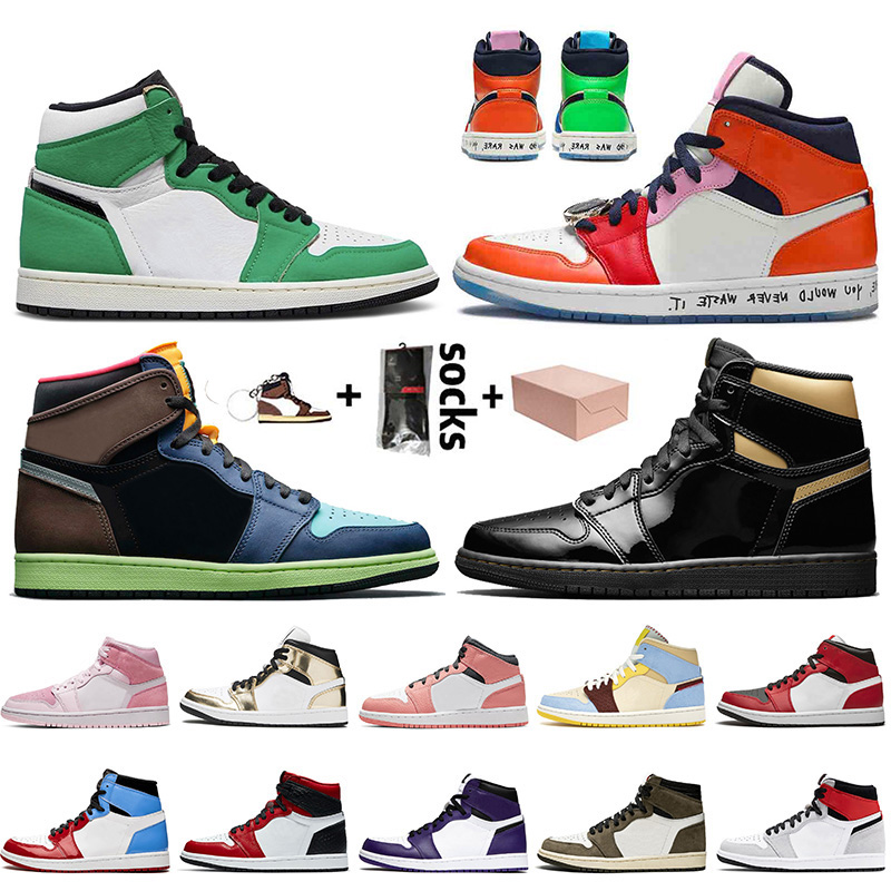 

With Box Women Mens 2021 JUMPMAN 1 1s Basketball Shoes High OG Bio Hack FEARLESS Lucky Green Sneakers Trainers Twist Size 47, #1 36-45 mid se metallic gold