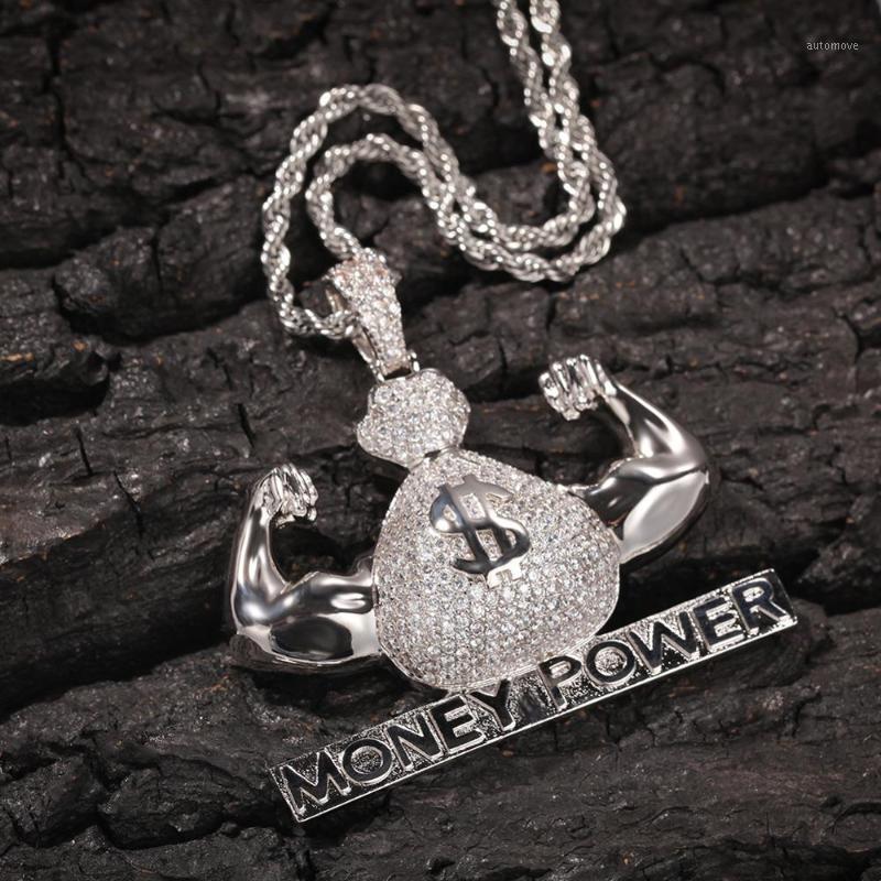 

Iced Out US Dollar Money Power Pendant Necklace & Pendant Free Cuban Chain Cubic Zircon Men's Hip Hop Rock Jewelry1