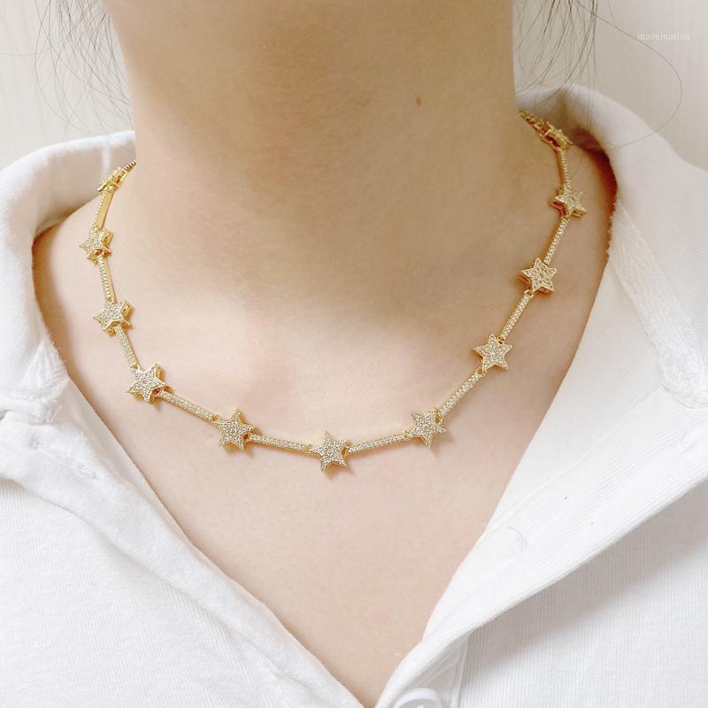 

5pcs/lot Cubic Zircon Star Chocker Necklaces for ladies Women1