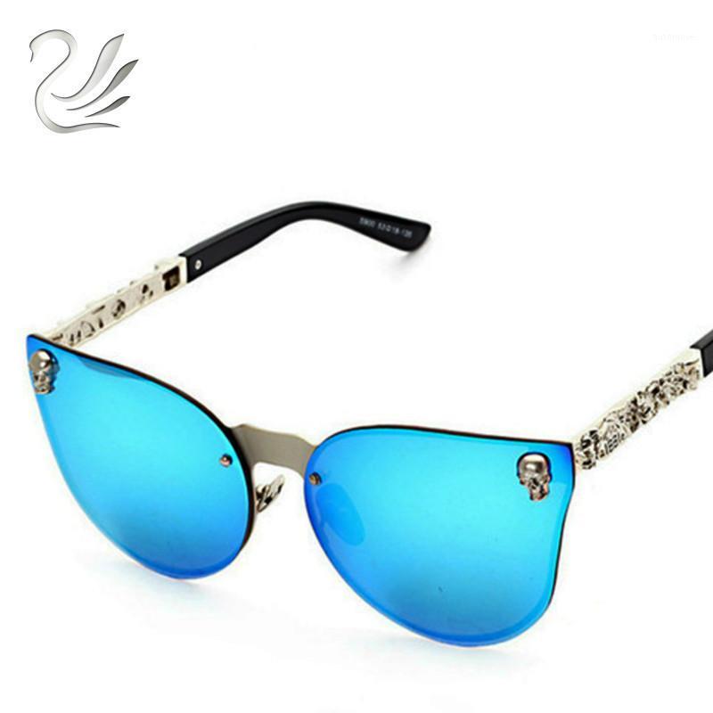 

UANLOE 2020 Fashion Gothic Sunglasses Women Luxury Vintage Steampunk Sunglasses Cat Eye Rocker Skull Frame Glasses Metal Temple1