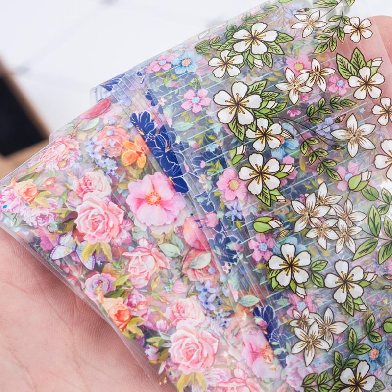 

10Pcs/Set Nail Art Transfer Decals Decorations Manicure Nail Foils Mixed Flower Stickers Nails Stickers Tool Designs DIY, Sf937