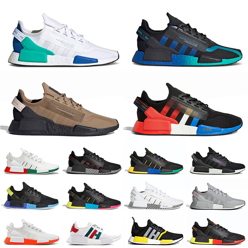 

2021 New Arrival NMD R1 V2 Running Shoes Mens Womens White Cyan Aqua fashion Sneakers Rio De Janeiro Gold Metallic Trainers Sneakers 36-45, D37 triple black 36-45