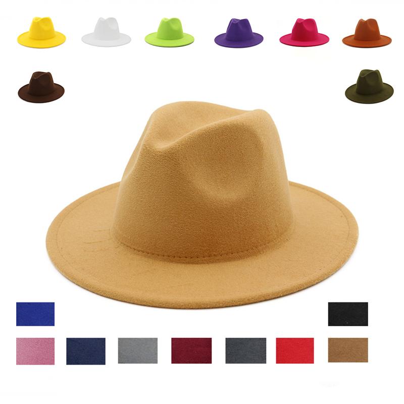 

fedora hat men Wide Brim autumn Hat Elegant Imitation Wool Camel Winter Wedding red Felt hats women leather Vintage Hats, Navy