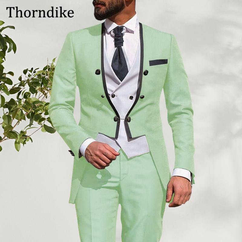 

Thorndike Tailored Made Double Breasted V-Neck Men Blazers Vest And Pants Set,Elegant Casual Slim Fit Wedding Dress Suit Groom, Men suit 6