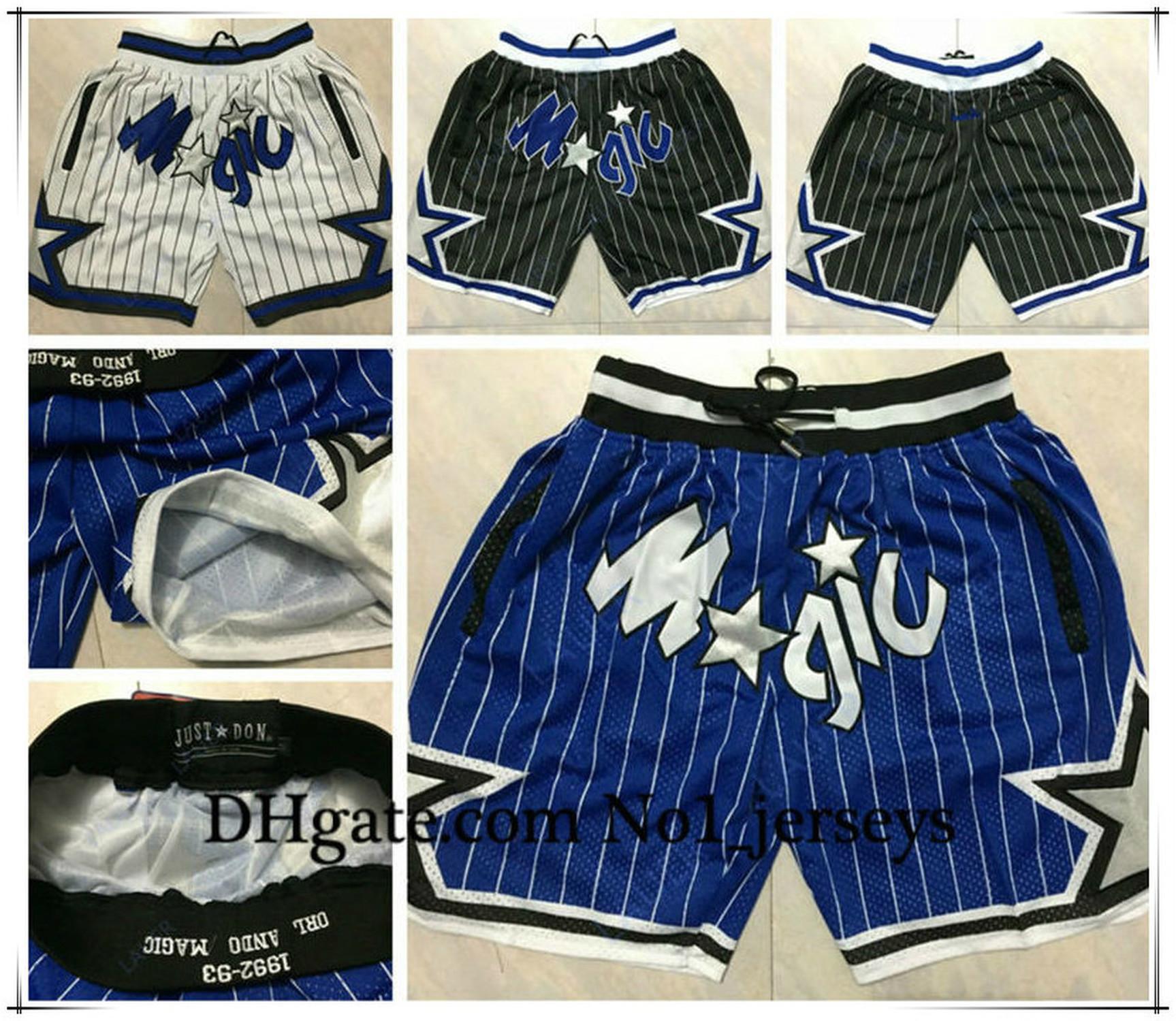 

NCAA Orlando Magic Hardaway 33 Hill 5 Bamba Just Don Stitched Retro Breathable Pocket Pants Sweatpants Classic Basketball Shorts, Black