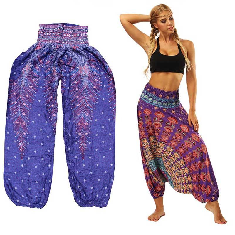 

2018 Women Lantern Sport YGM Yoga Pants Ethnic style Elastic Dancing Loose Fit High Waist Beach Trousers Free Shipping, I 002
