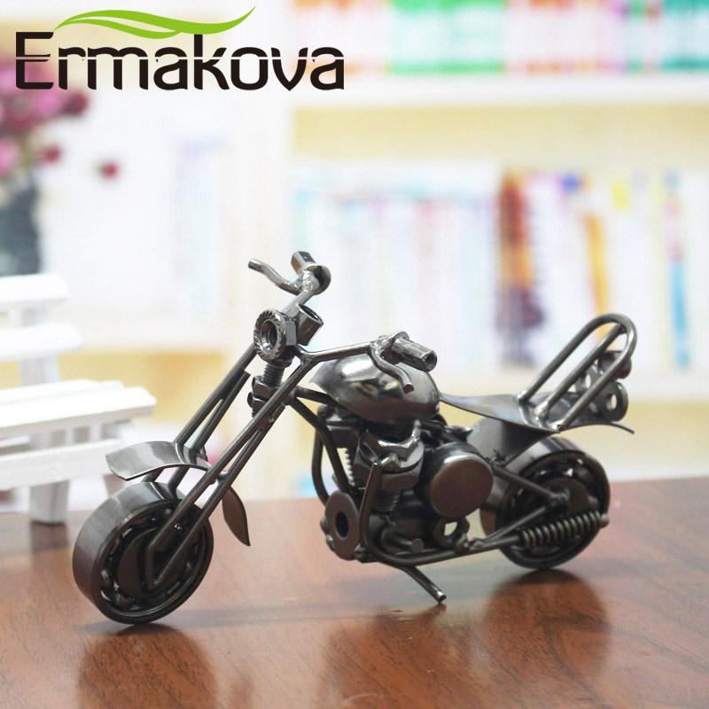 

ERMAKOVA 5 Styles Mini Vintage Motorcycle Model Retro Motor Figurine Iron Motorbike Vehicle Figurine Boy Gift Kid Toy Home Decor
