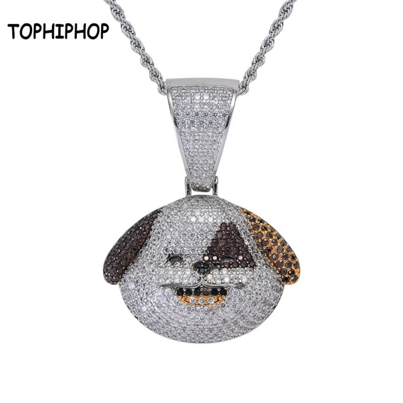 

Pendant Necklaces Bling Hiphop Jewelry Iced Out +Cubic Zircon Stone Animal Dog Micro Paved CZ Men's Necklace Collier Joyas Homme